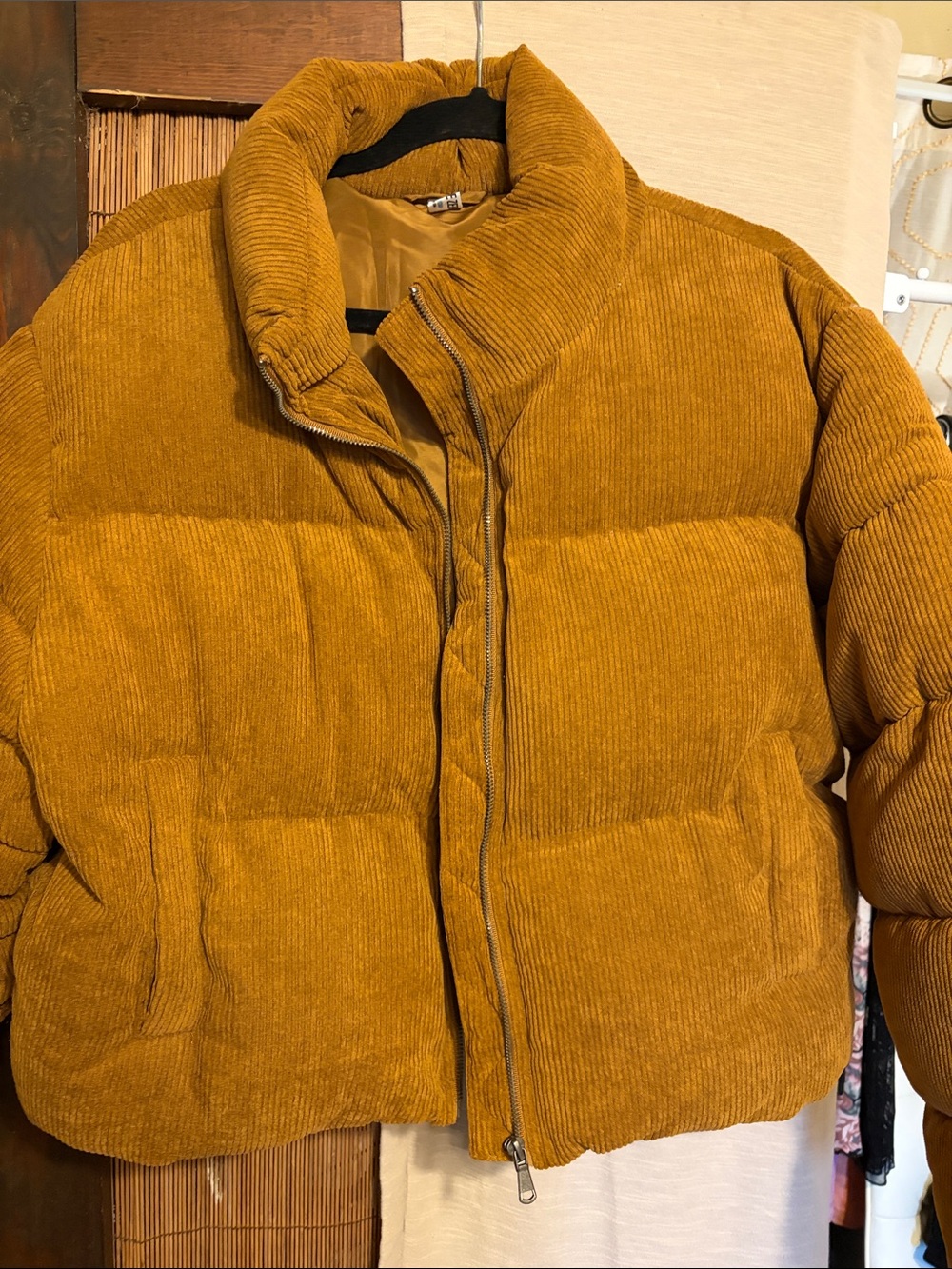 Women’s Mustard Corduroy Puffer Jacket -